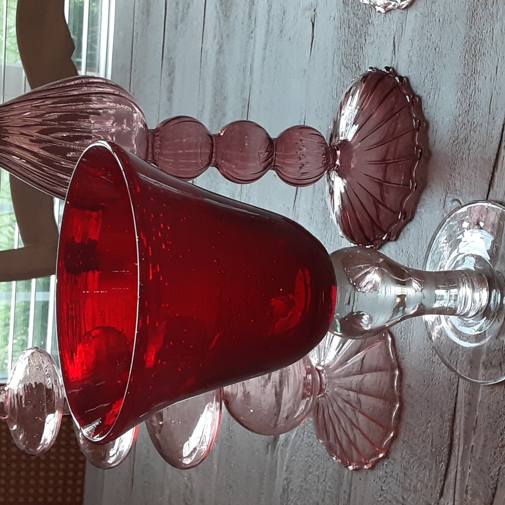 ARTLAND IRIS RUBY WATER GOBLET  1990's Blown Glass